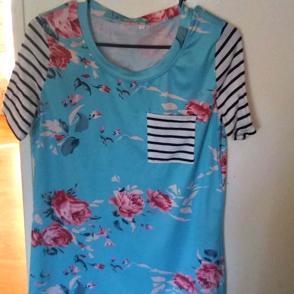 Womens Floral Stripe Sleeeved blouse
